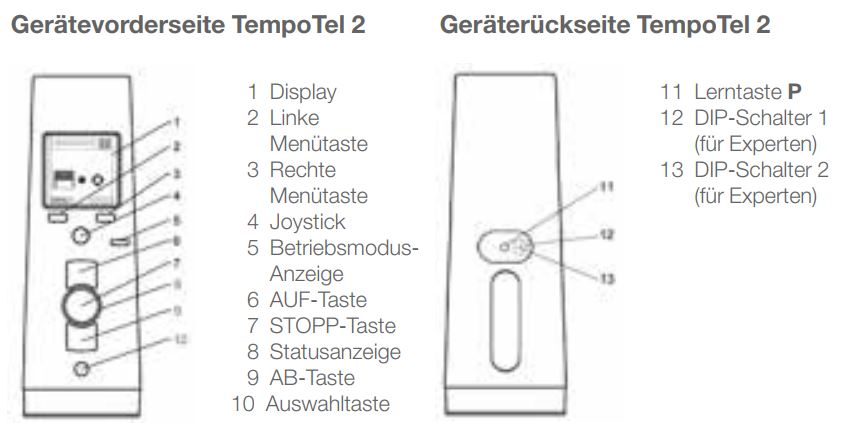 Elero TempoTel 2 - Technische Zeichnung