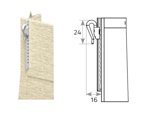 Gardine mit Clips - Vorhang FLEX - Technische Zeichnung