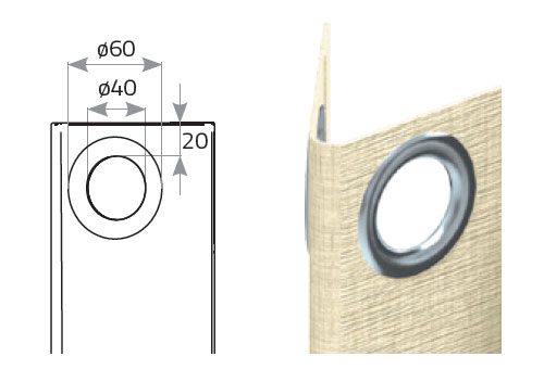 Gardine mit Ringen - Vorhang RINGS - Technische Zeichnung